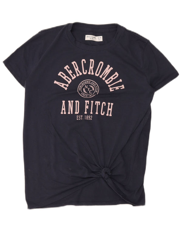 T-shirt grafica per ragazze ABERCROMBIE & FITCH 13-14 anni in cotone blu navy