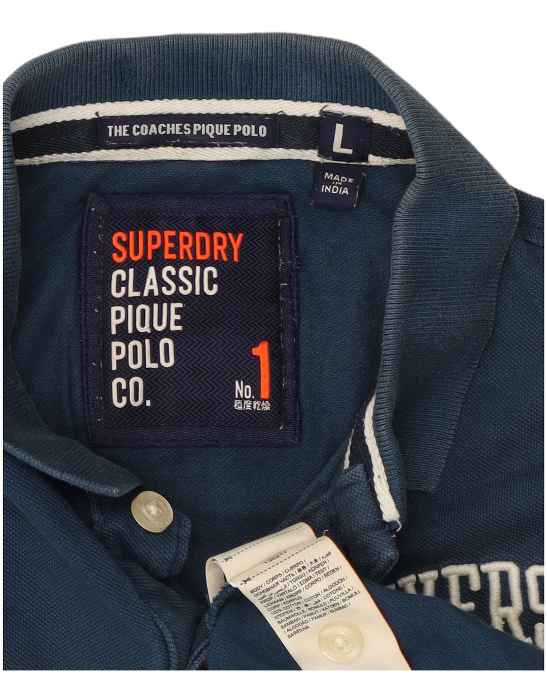 Polo grafica da uomo Superdry grande in cotone blu