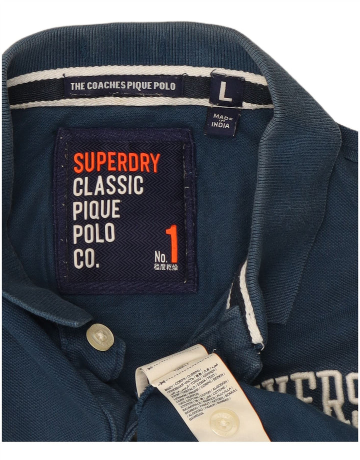 Polo grafica da uomo Superdry grande in cotone blu