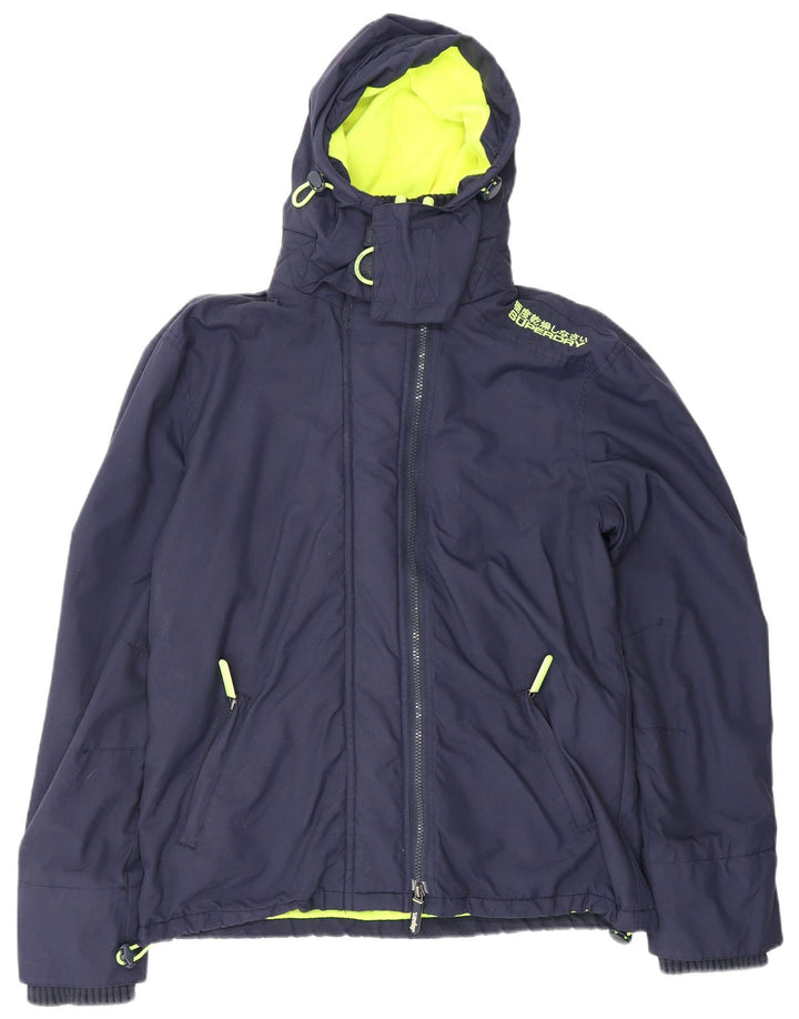 Giacca antipioggia da uomo con cappuccio The Windcheater SUPERDRY UK 42 XL Nylon blu navy
