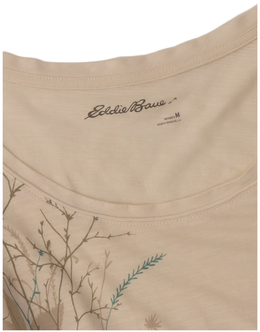 Top tunica da donna Eddie Bauer UK 12 medio bianco sporco floreale