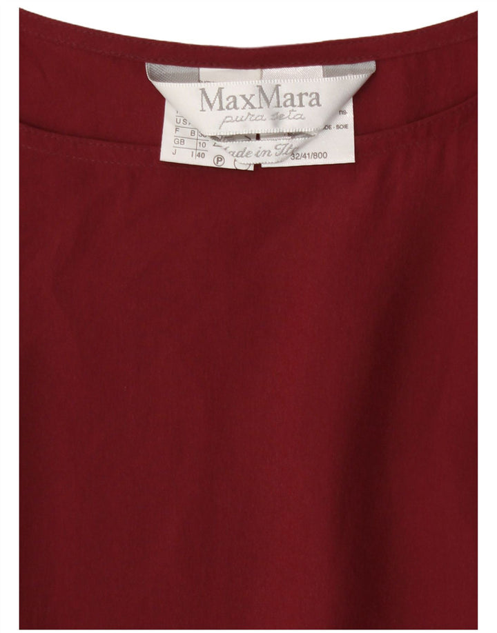 Top tunica oversize da donna Max Mara UK 10 piccolo bordeaux in seta