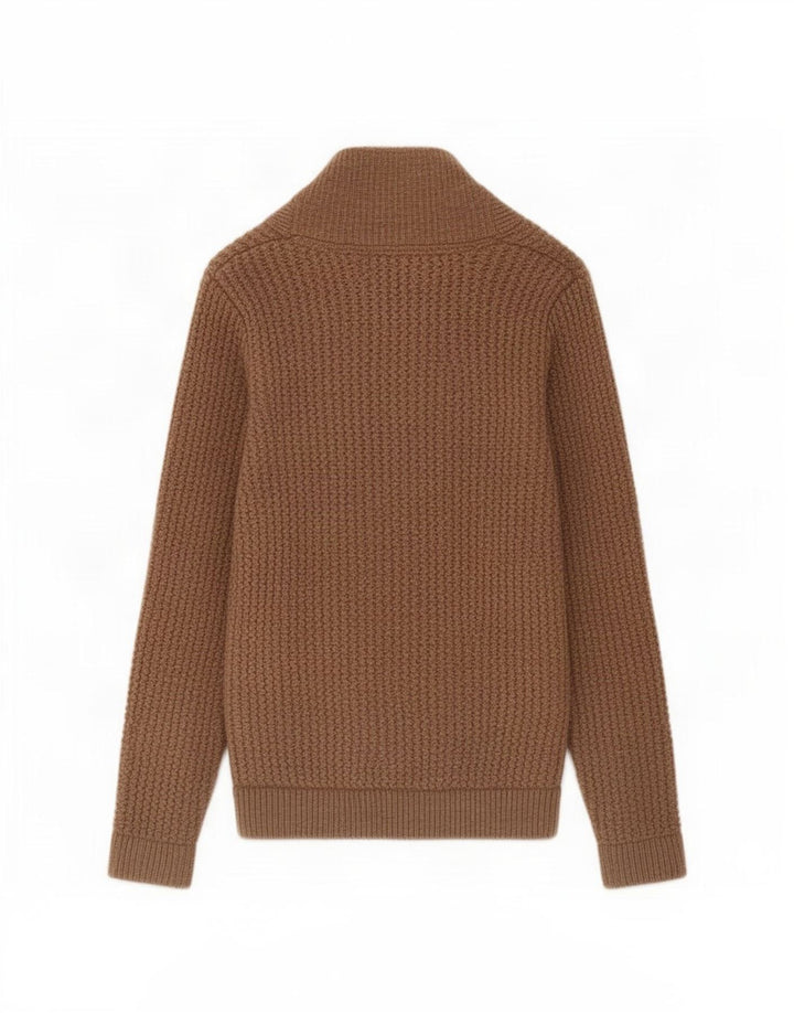 Maglione cardigan da uomo William Hunt piccolo in lana d'agnello marrone