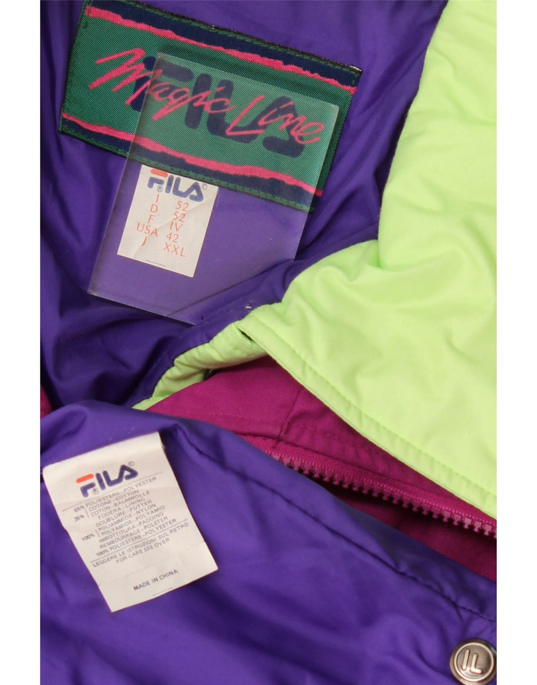 Giacca imbottita con cappuccio Fila da uomo IT 52 XL Poliestere color block rosa