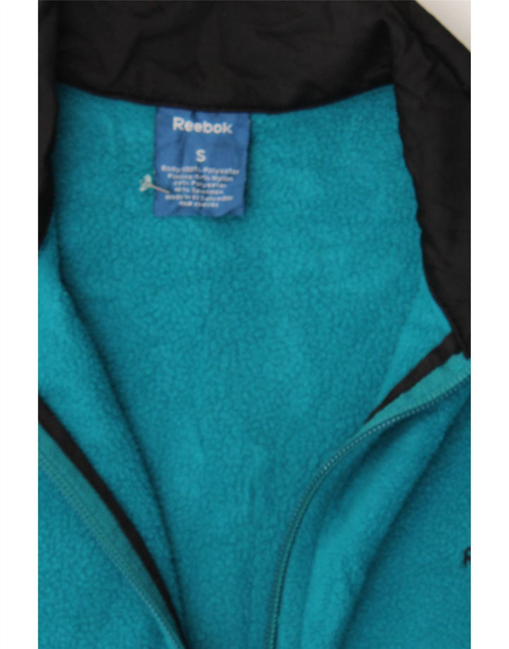 REEBOK Womens Fleece Jacket UK 10 Small Blue Colourblock Polyester Vintage Reebok and Second-Hand Reebok from Messina Hembry 