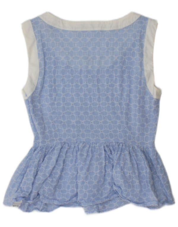 Max & Co. Camicetta senza maniche corta da donna UK 8 piccolo cotone floreale blu