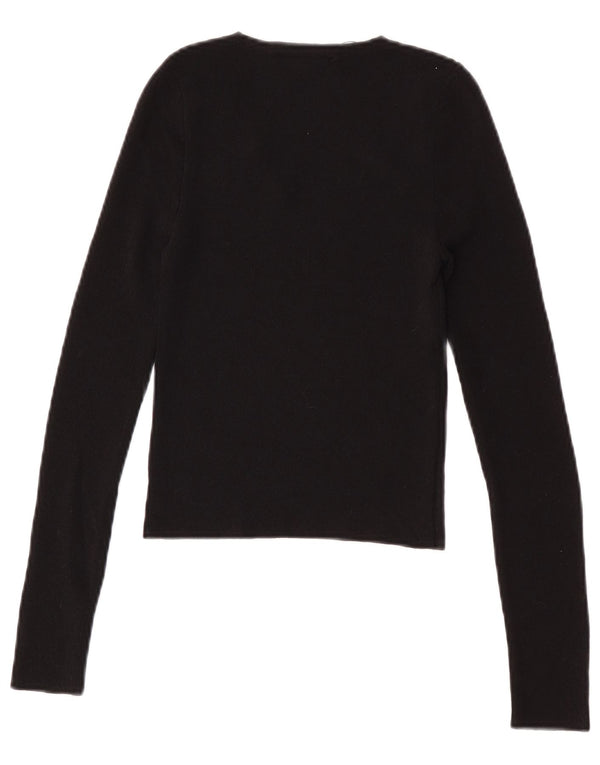 Top corto da donna Zara a maniche lunghe UK 8 Small nero in poliammide