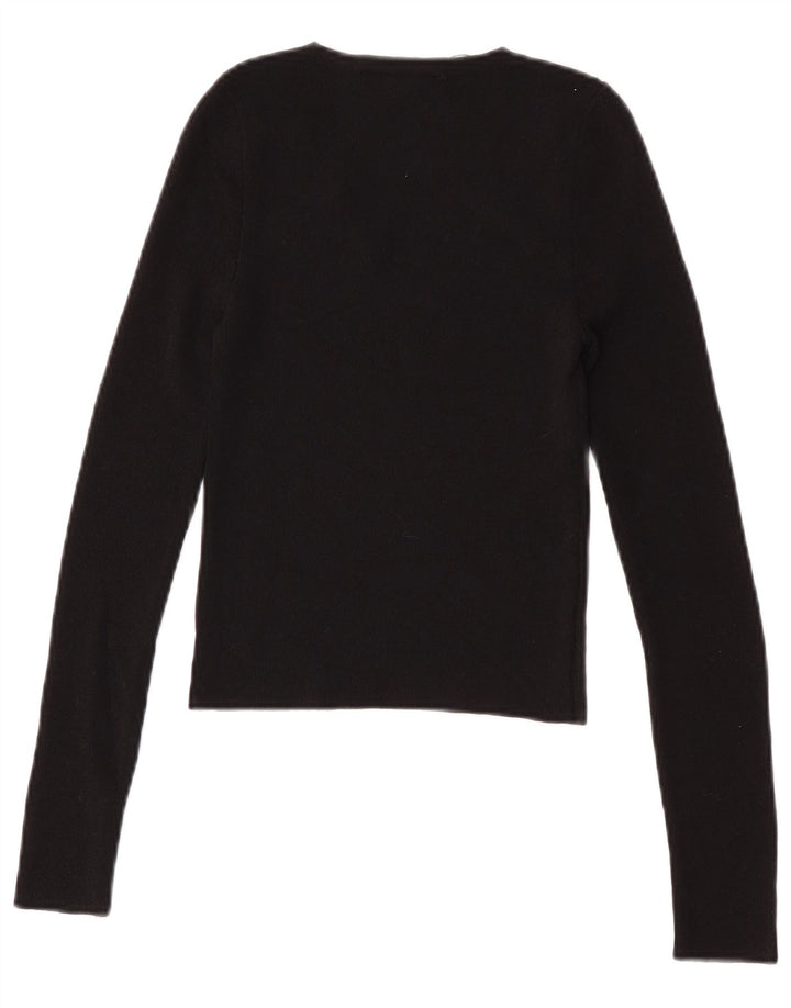Top corto da donna Zara a maniche lunghe UK 8 Small nero in poliammide