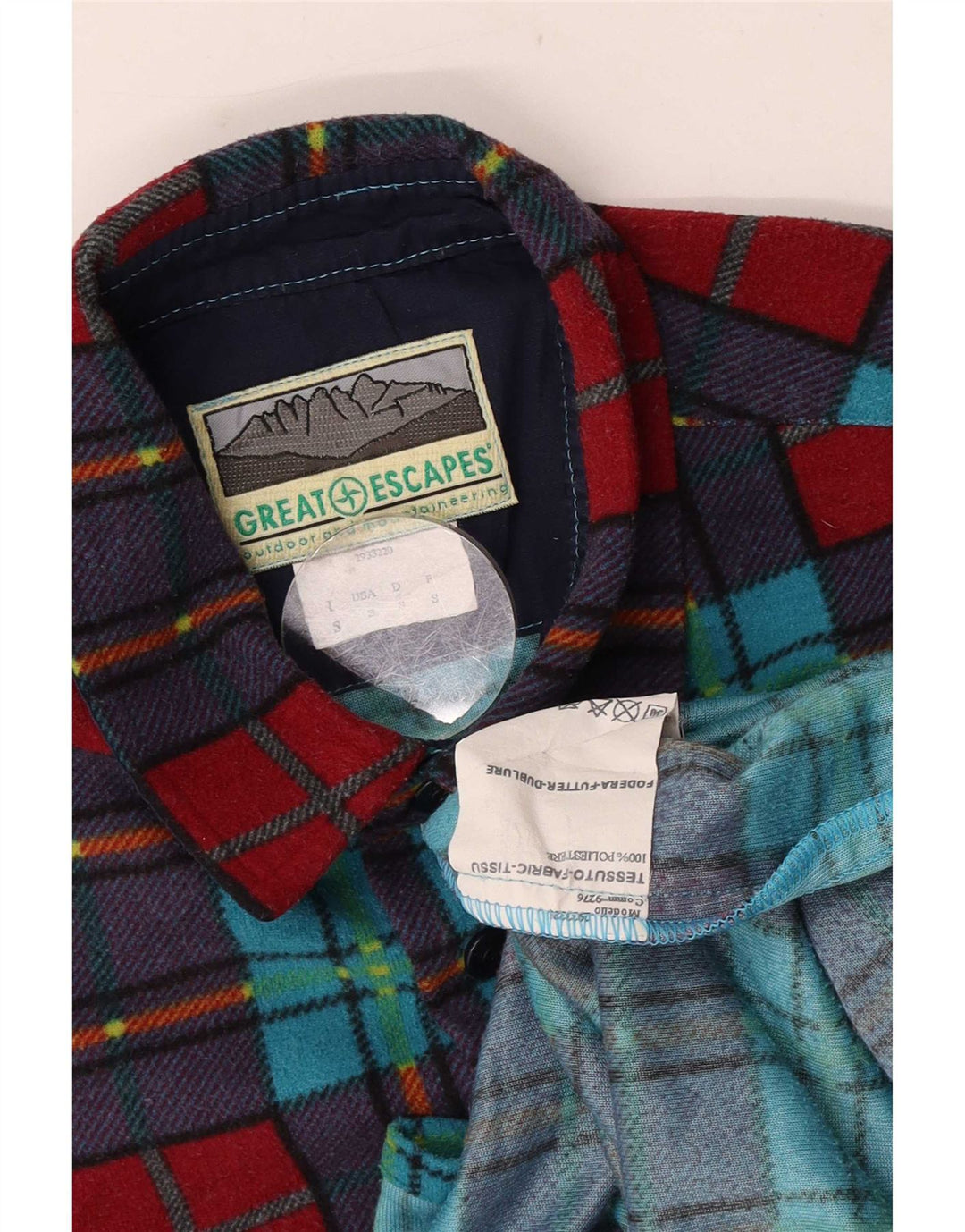 Camicia da uomo in flanella Great Escapes, piccola, in poliestere a quadri multicolore