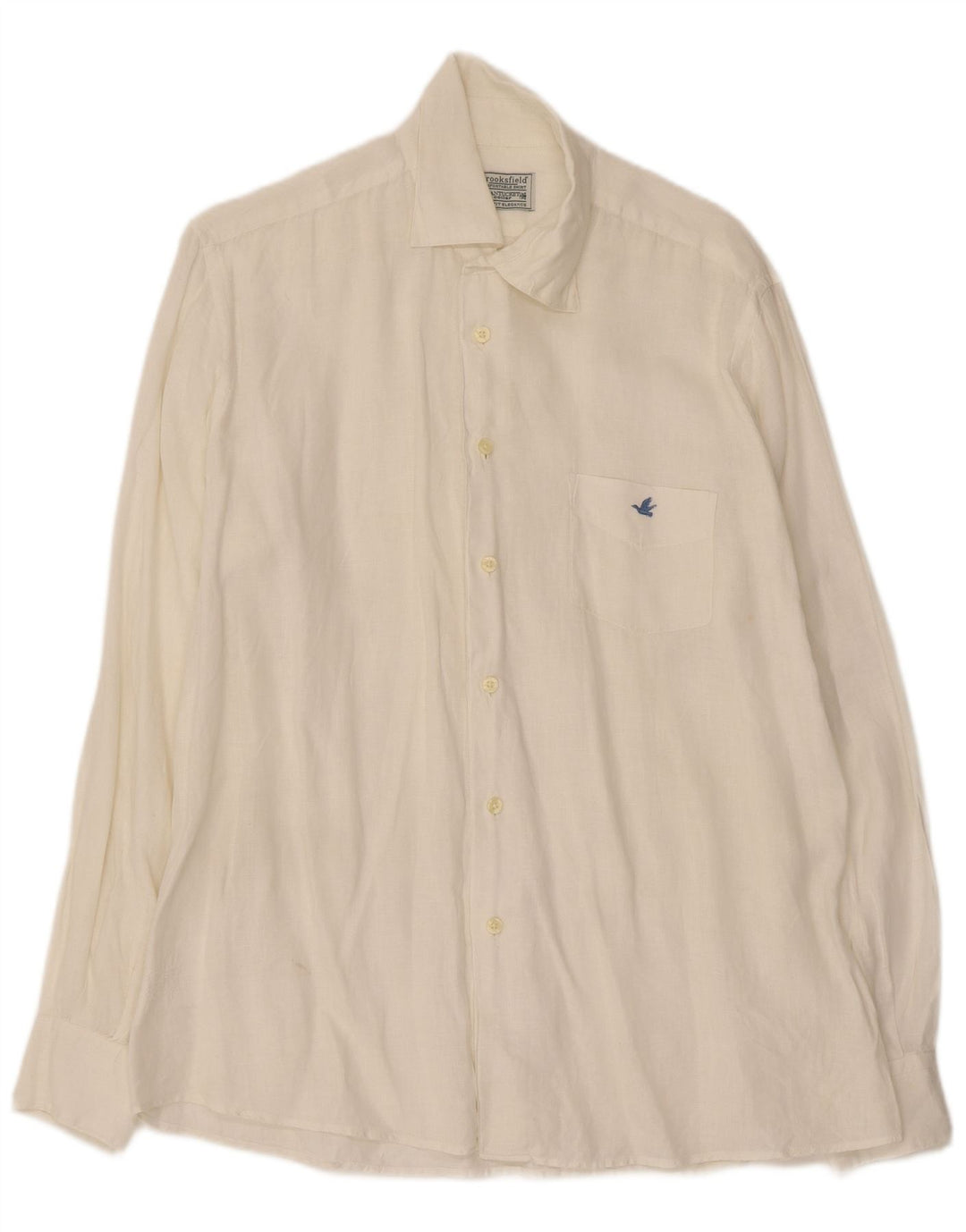 Camicia da uomo Brooksfield taglia 40 lino bianco medio