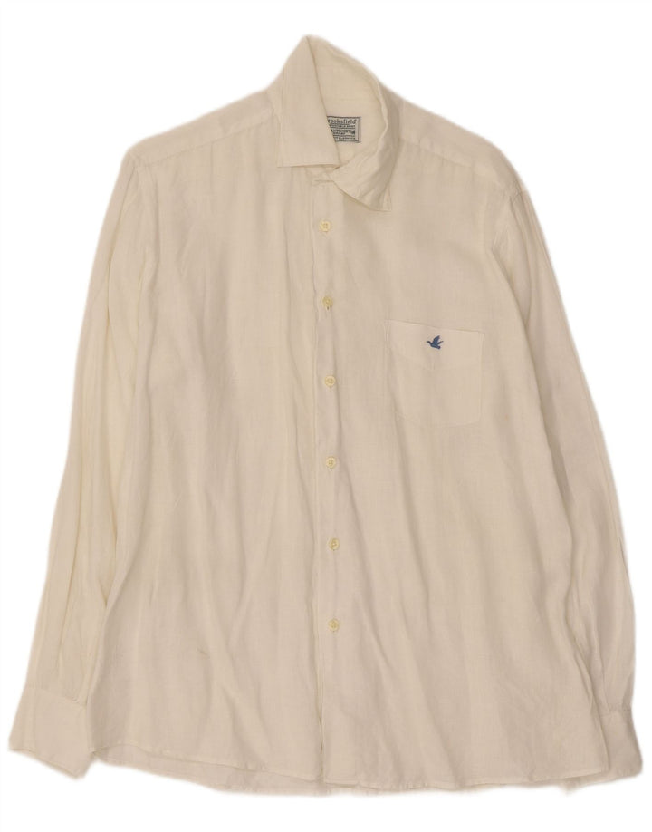 Camicia da uomo Brooksfield taglia 40 lino bianco medio