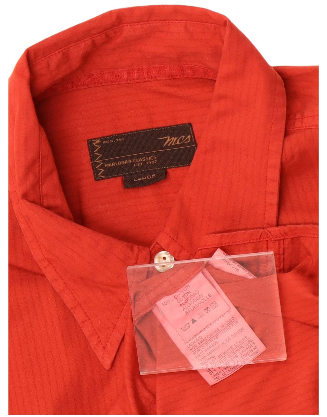 Camicia a maniche corte da uomo Marlboro Classics grande in cotone rosso