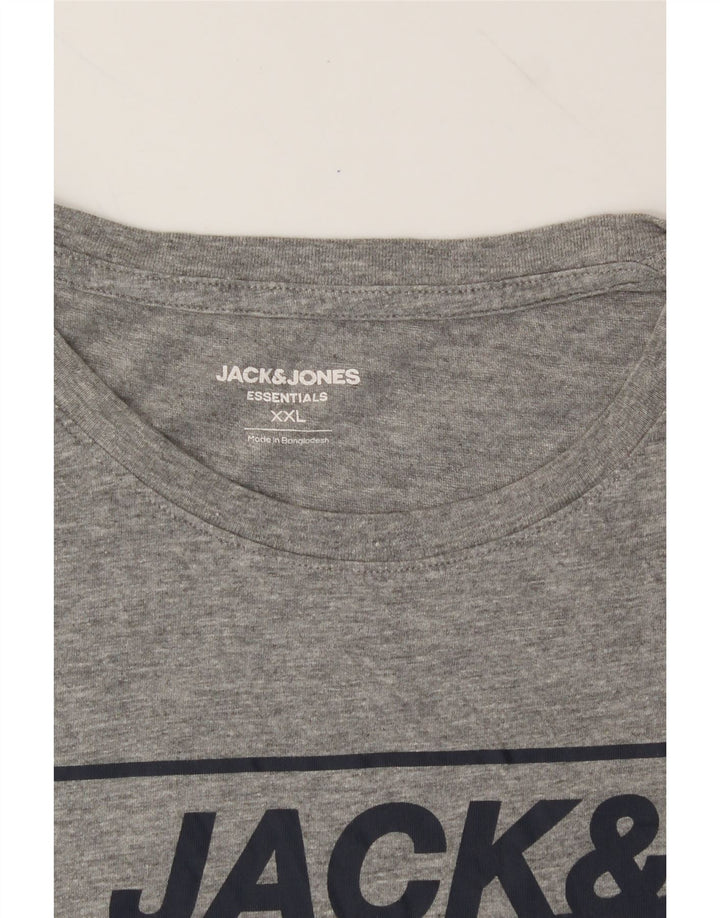 JACK & JONES Mens Graphic T-Shirt Top 2XL Grey Cotton Vintage Jack & Jones and Second-Hand Jack & Jones from Messina Hembry 