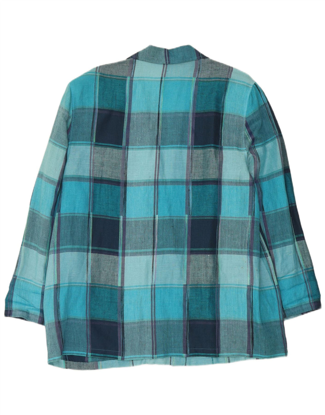 Giacca blazer vintage da donna a 2 bottoni UK 18 XL in viscosa a quadri blu