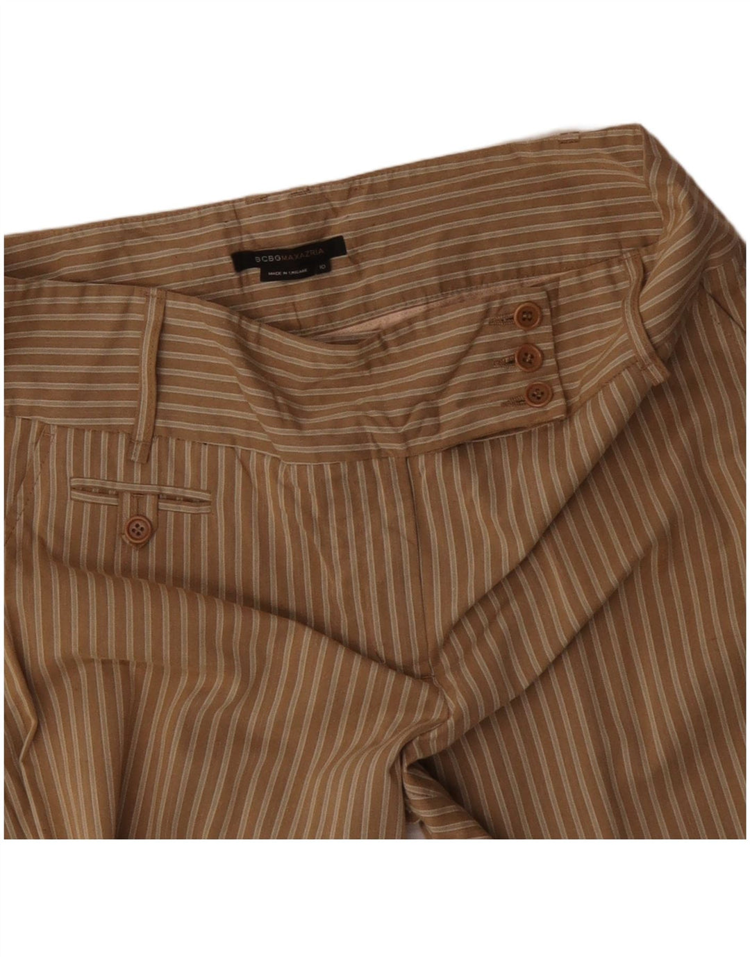 Pantaloni casual da donna MAX MARA a gamba larga US 10 Large W34 L32 a righe marroni