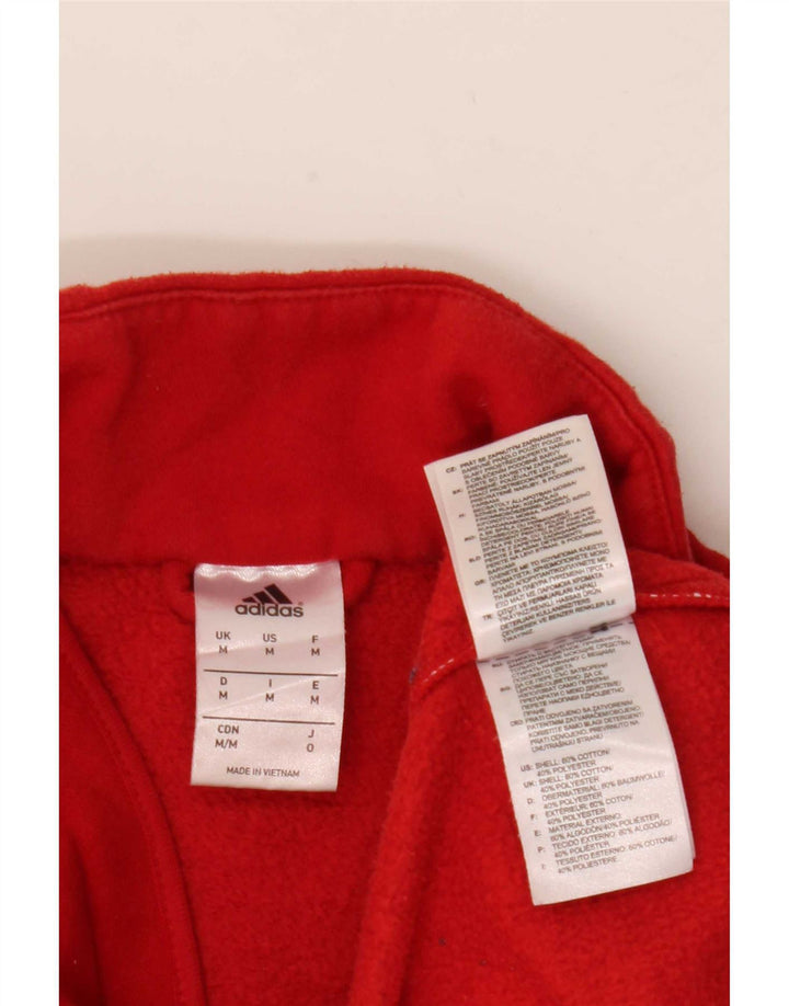 Felpa Adidas da uomo con zip e collo, in cotone rosso medio