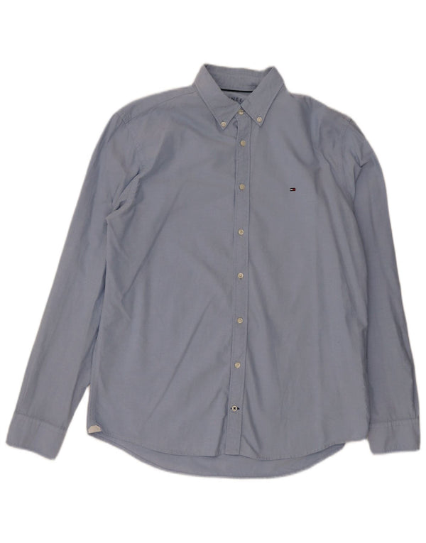Camicia da uomo Tommy Hilfiger grande in cotone blu