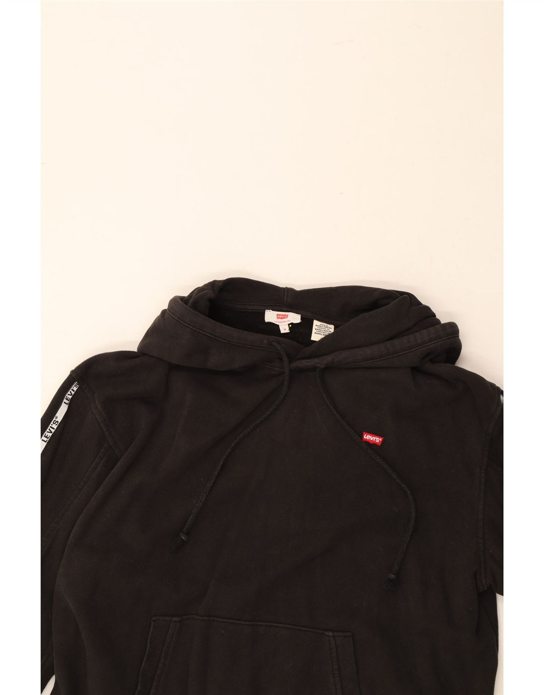 LEVI'S Womens Graphic Hoodie Jumper UK 14 Medium Black Cotton Vintage Levi's and Second-Hand Levi's from Messina Hembry 