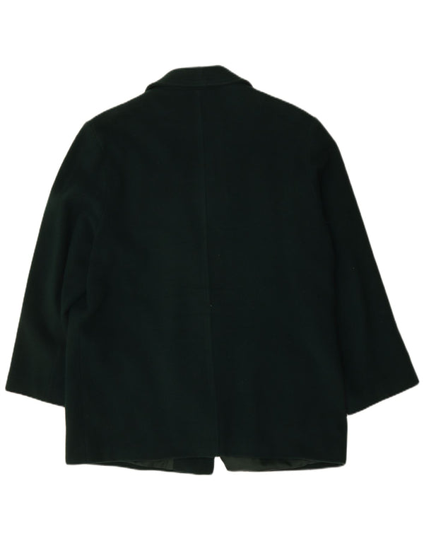 Cappotto doppiopetto oversize da donna vintage UK 18 XL lana vergine verde