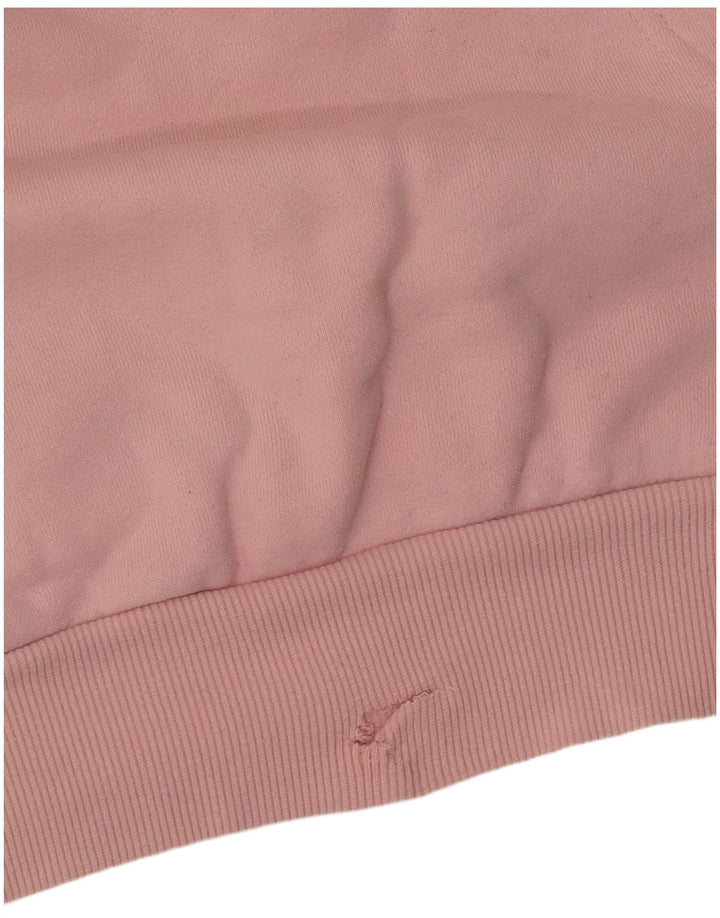 ELLESSE Maglione con cappuccio grafico oversize da donna UK 8 piccolo cotone rosa
