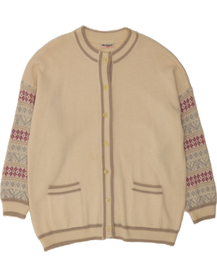 HUDSON Womens Oversized Cardigan Sweater EU 46 XL Off White Fair Isle Vintage Hudson and Second-Hand Hudson from Messina Hembry 