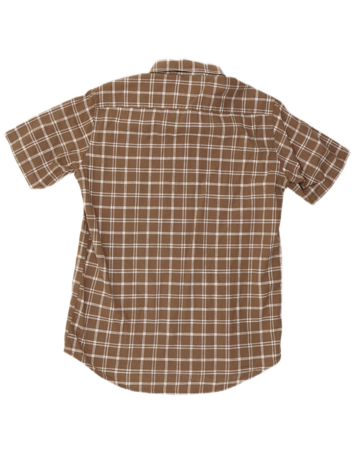 Camicia da uomo a maniche corte Carrera in cotone a quadri marrone medio