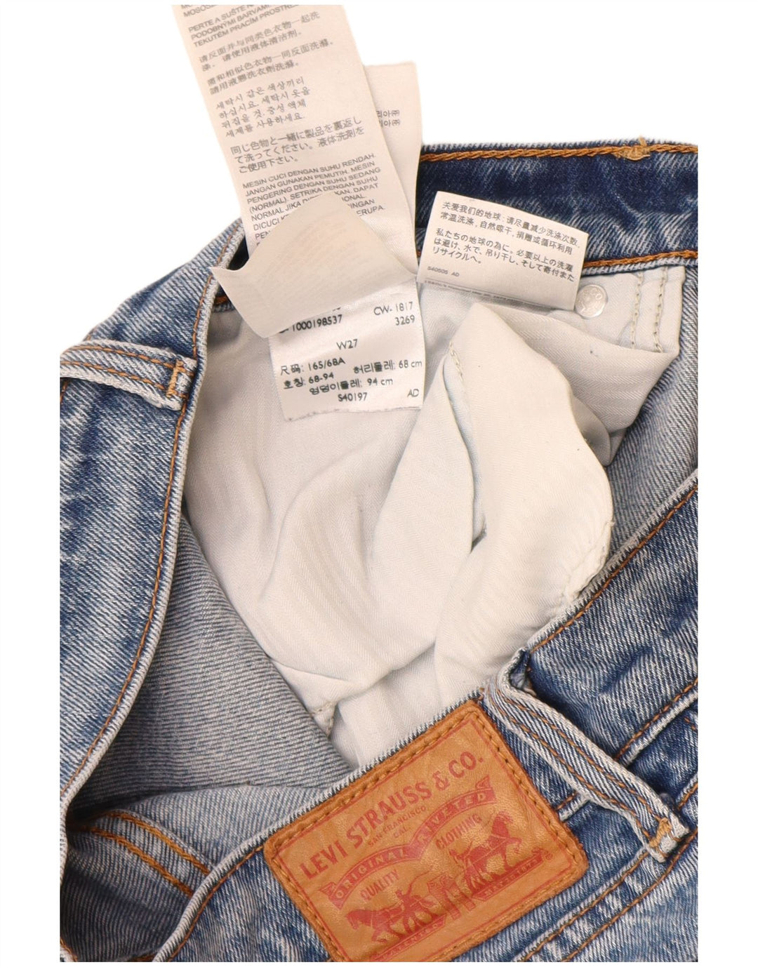 Jeans dritti effetto invecchiato da donna Levi's W27 L26 cotone blu