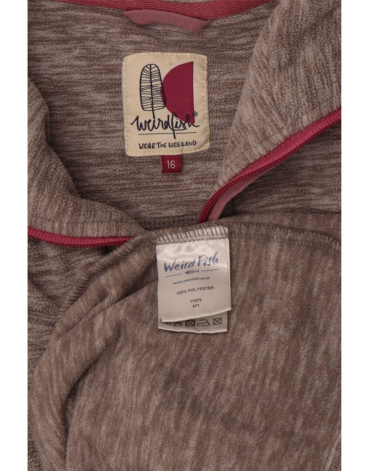 WEIRD FISH Maglione oversize in pile da donna UK 16 Grande grigio screziato