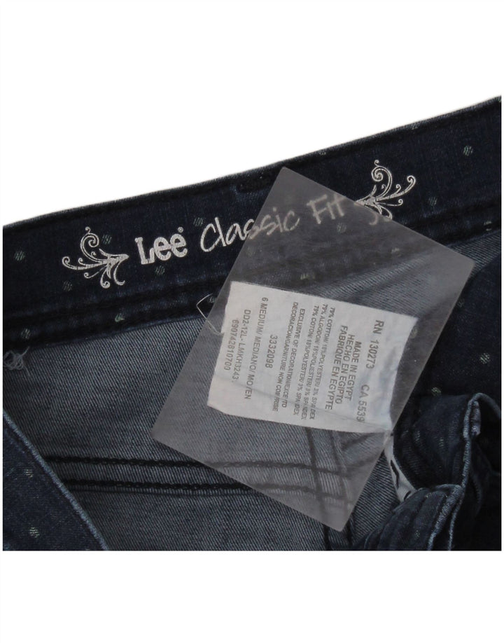 Jeans Capri da donna vestibilità classica LEE US 6 medi W28 L19 blu navy maculato