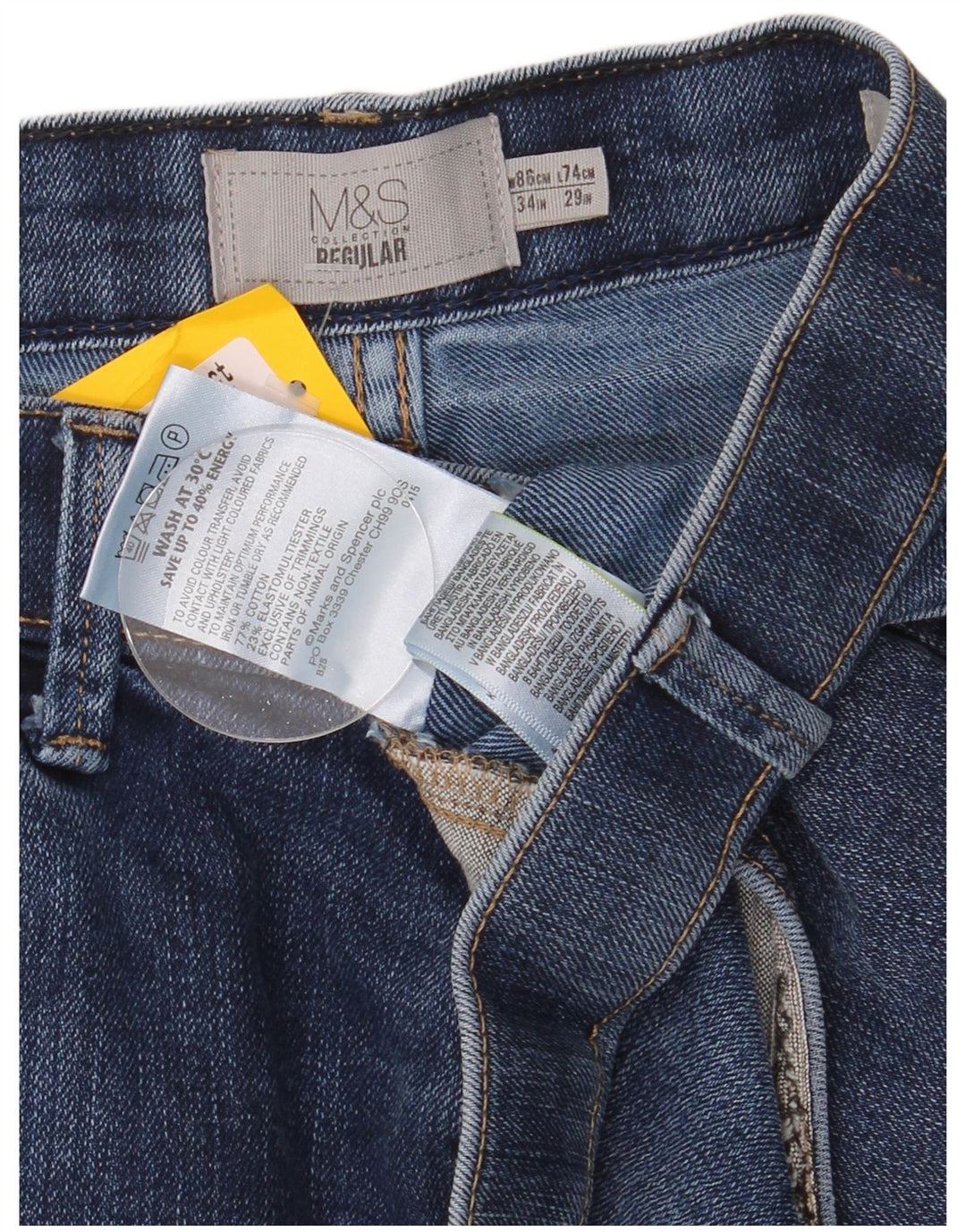Jeans da uomo Marks & Spencer Regular Dritti W34 L29 Cotone Blu