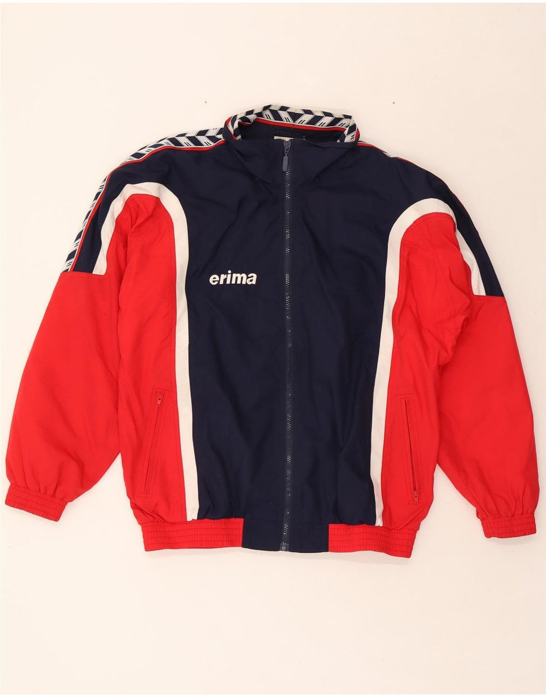 ERIMA Mens Tracksuit Top Jacket UK 38 Medium Red Colourblock Polyamide Vintage Erima and Second-Hand Erima from Messina Hembry 