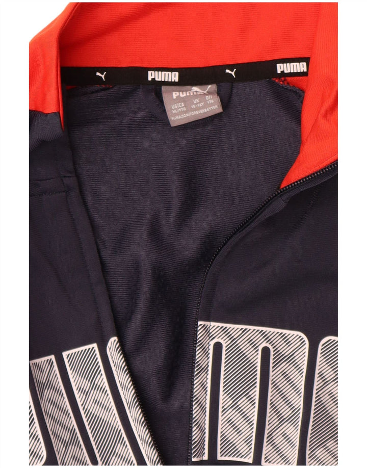 Giacca da tuta grafica da ragazzo Puma 15-16 anni in poliestere blu navy