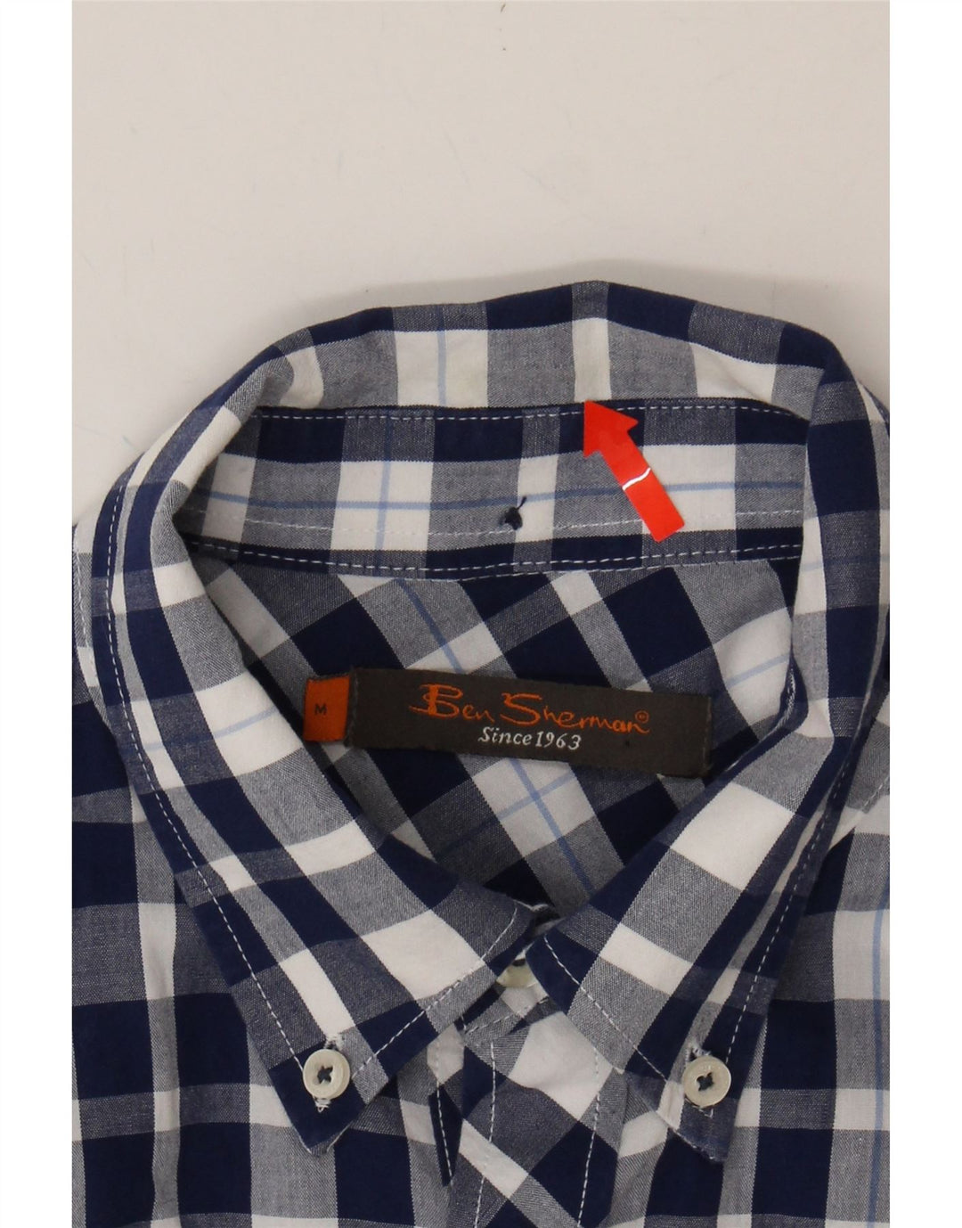 BEN SHERMAN Mens Shirt Medium Navy Blue Check Cotton Vintage Ben Sherman and Second-Hand Ben Sherman from Messina Hembry 