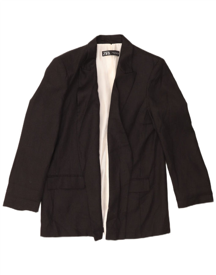Giacca blazer aperta da donna Zara UK 18 XL lino nero
