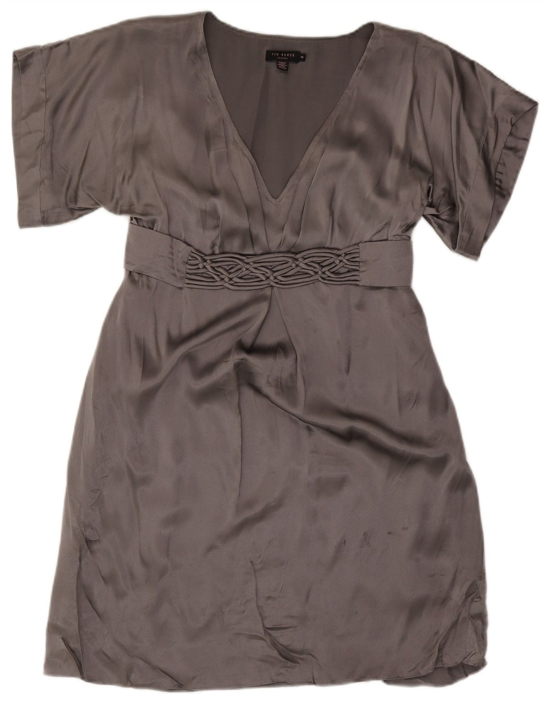 Abito impero da donna Ted Baker taglia 3 in seta grigio medio