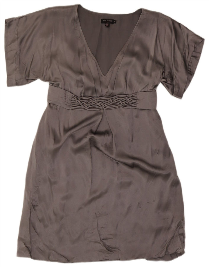 Abito impero da donna Ted Baker taglia 3 in seta grigio medio