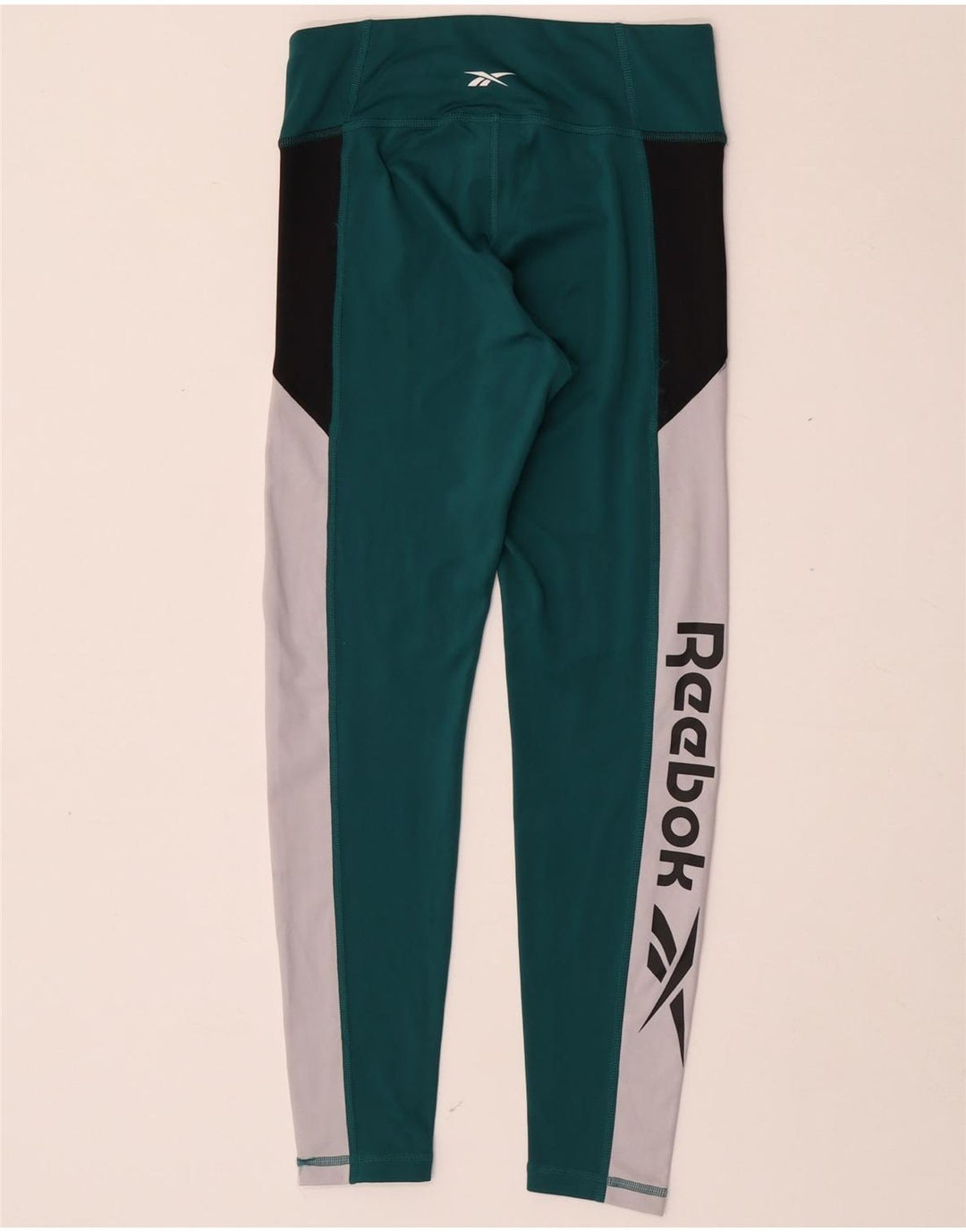 Leggings grafici da donna Reebok UK 8/10 Small Verde Colourblock Poliestere