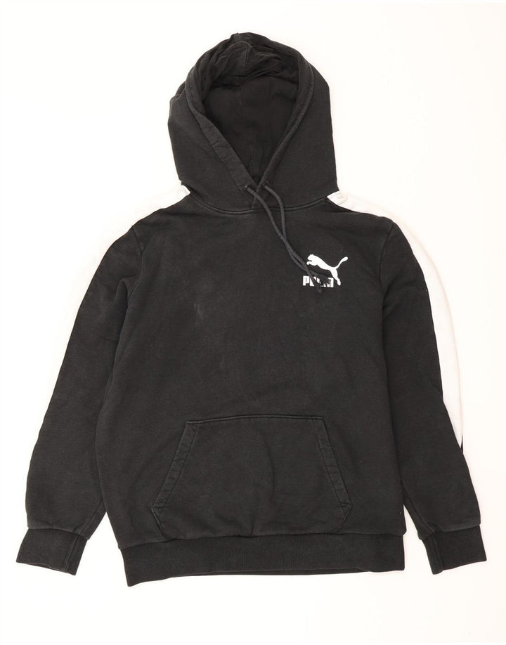 Felpa con cappuccio da uomo PUMA in cotone color block medio nero