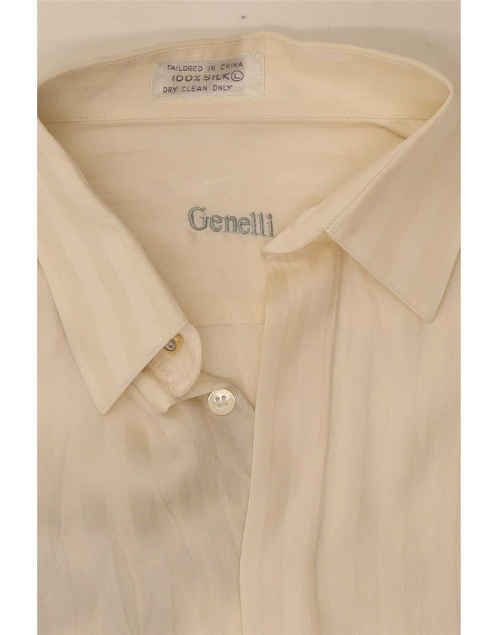 Camicetta da donna Genelli UK 16 Seta a righe grandi bianco sporco