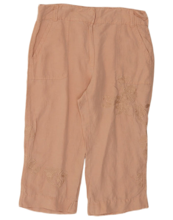 Pantaloni Capri da donna Marks & Spencer UK 14 Large W34 L20 Rosa floreale