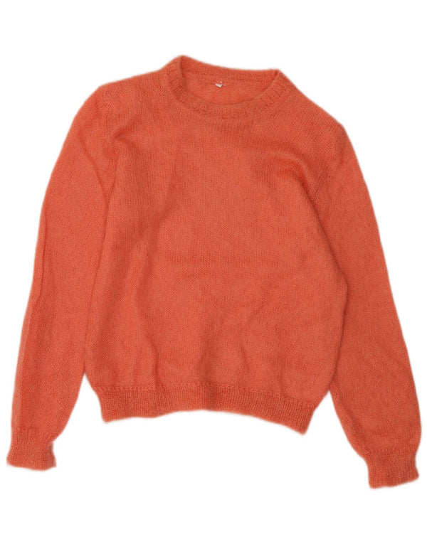 Maglione maglione girocollo da donna vintage UK 12 Rosa medio