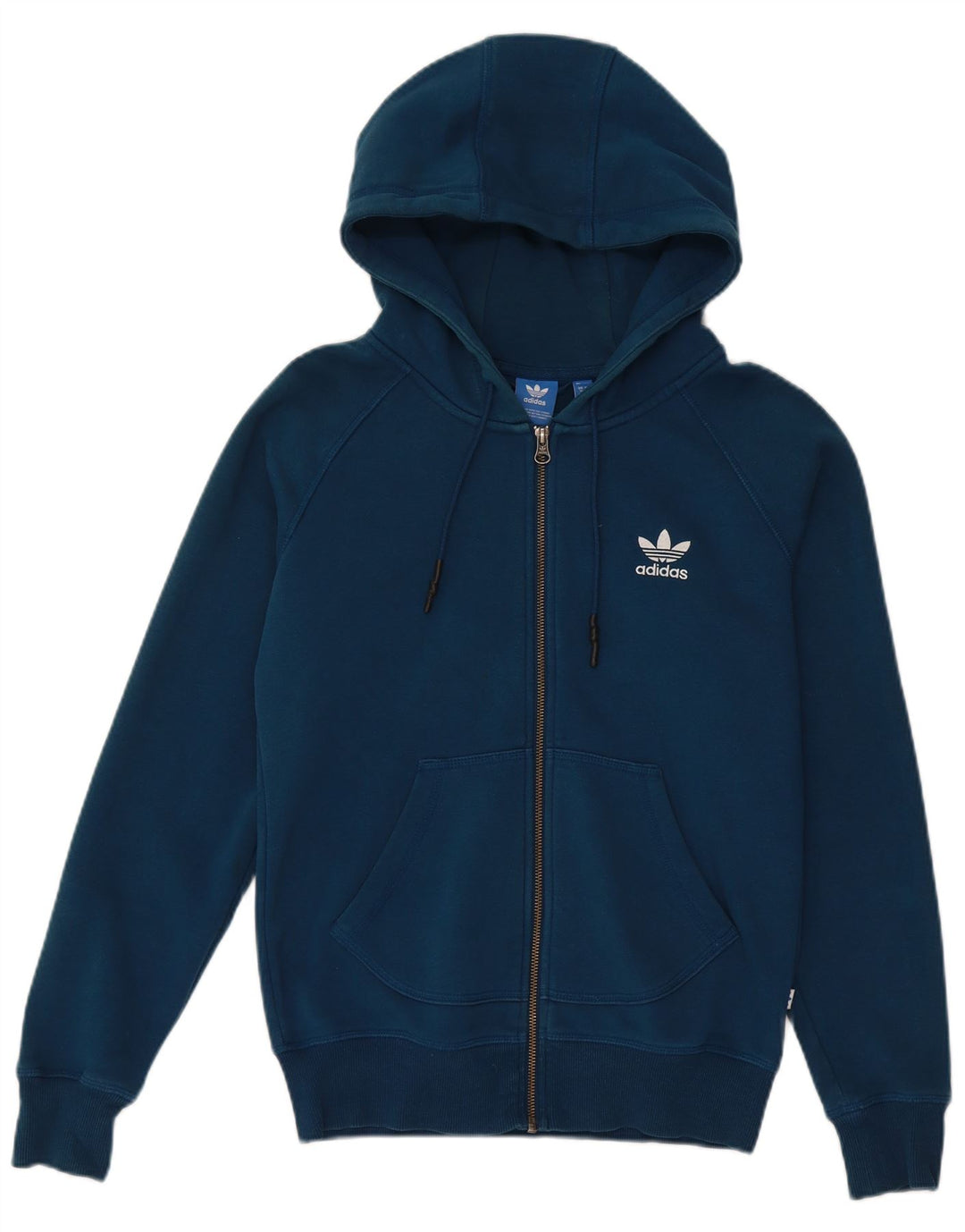 Maglione con cappuccio e zip grafica da donna ADIDAS UK 10 piccolo cotone blu