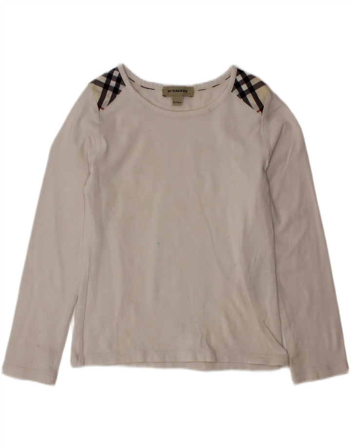 BURBERRY Top Bambina Manica Lunga 5-6 Anni Bianco a quadri