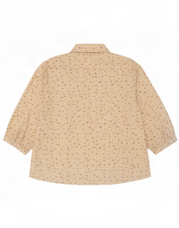 Fat Face Womens 3/4 Sleeve Shirt Blouse UK 14 Large Yellow Floral Cotton