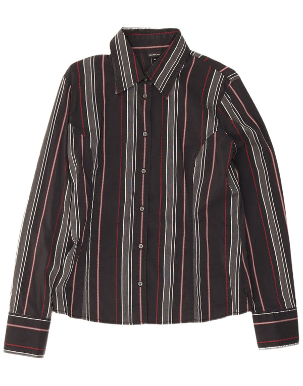 Calvin Klein Jeans Womens Shirt UK 18 XL Black Striped Cotton