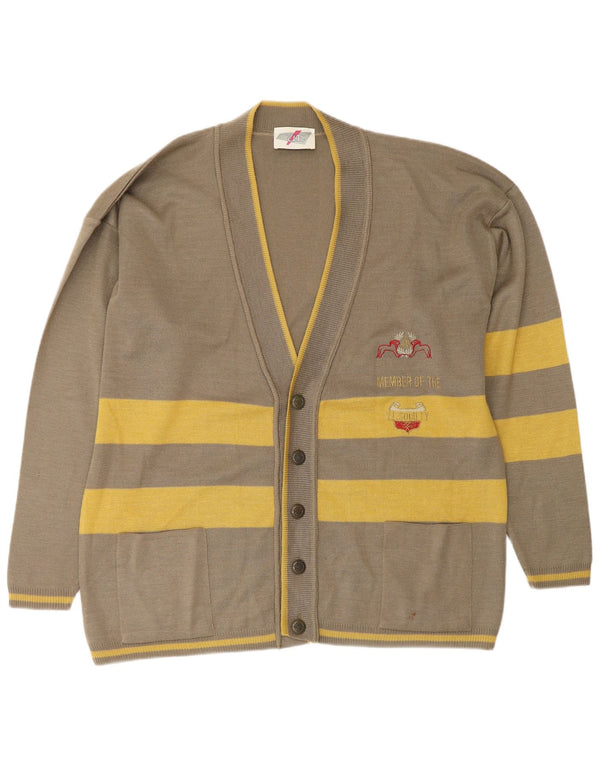 Maglione cardigan ampio da uomo VINTAGE in poliammide a righe verdi grandi