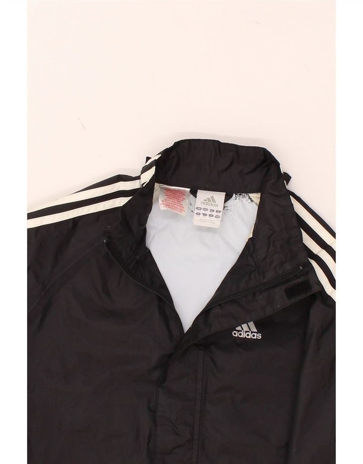 ADIDAS Boys Rain Jacket 9-10 Years Black Polyamide Vintage Adidas and Second-Hand Adidas from Messina Hembry 