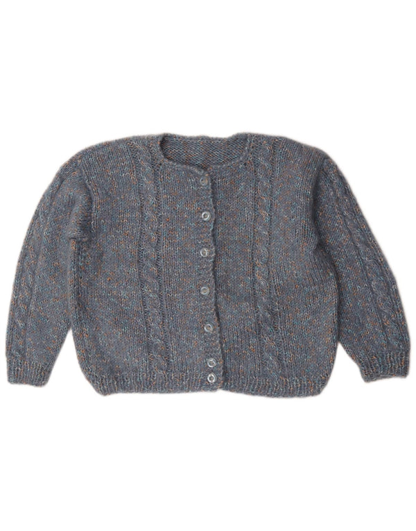 Maglione cardigan da donna vintage UK 20 2XL blu screziato