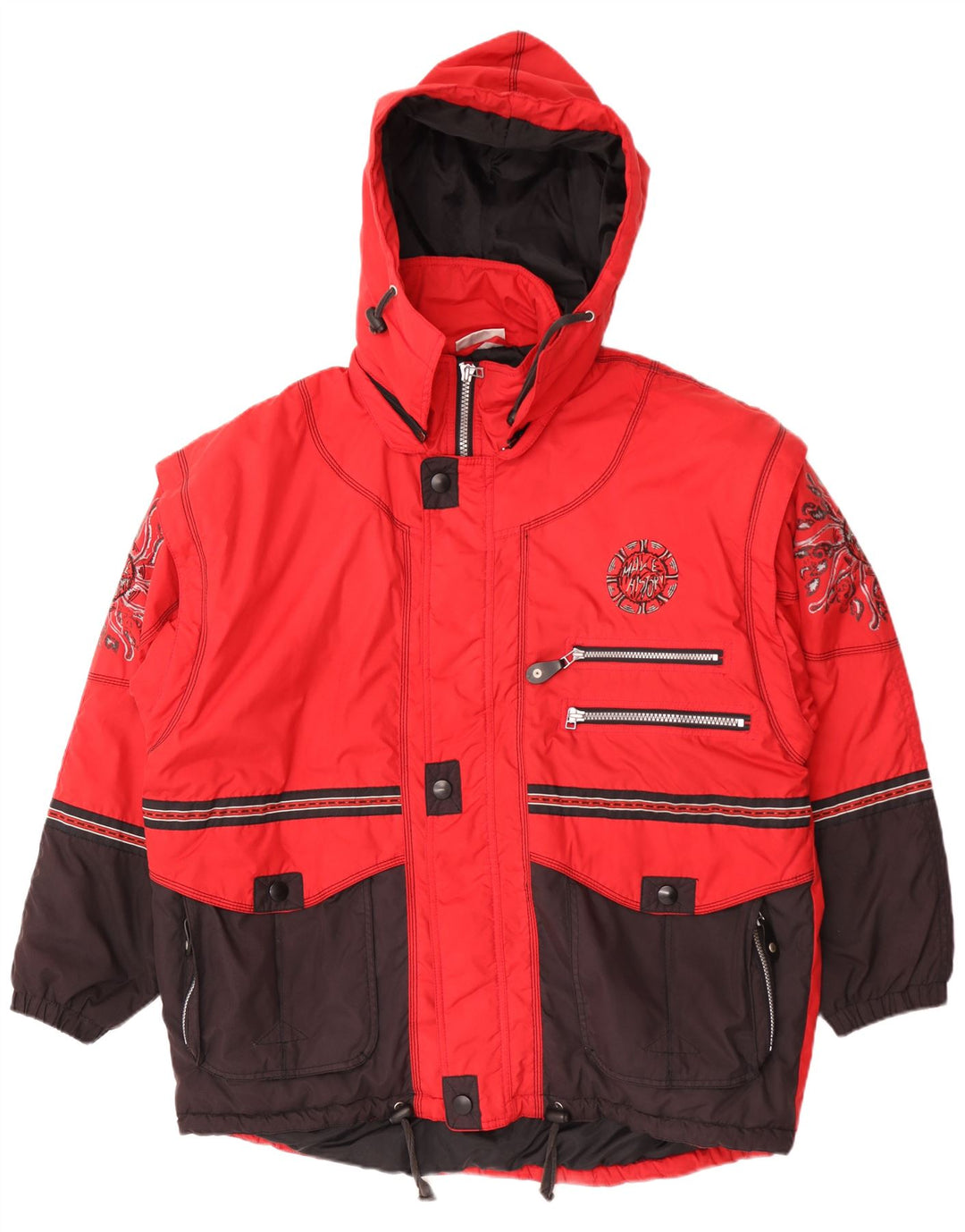 Giacca da sci con cappuccio grafico da uomo Killtec UK 42 XL Poliestere rosso a blocchi di colore