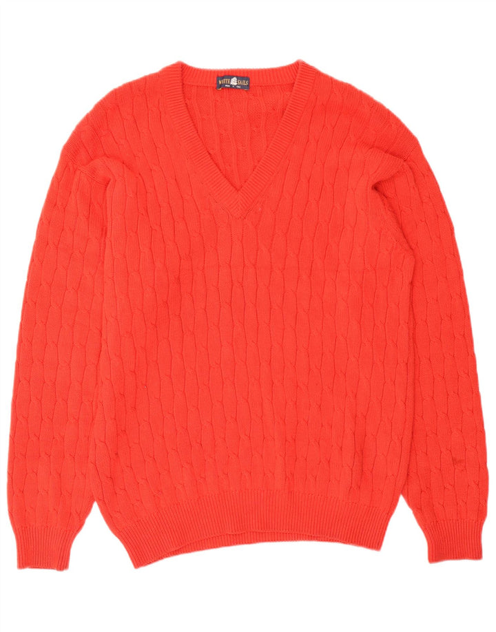 Maglione da uomo con scollo a V White Sails grande arancione